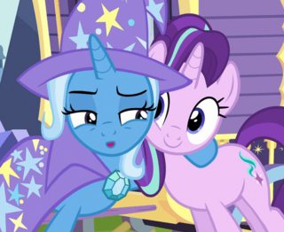 1279631__safe_screencap_starlight+glimmer_trixie_to+where+and+back+again_spoiler-colon-s06e25_animated_blinking_c-colon-_cheek+squish_cute_grin_lidded+.gif